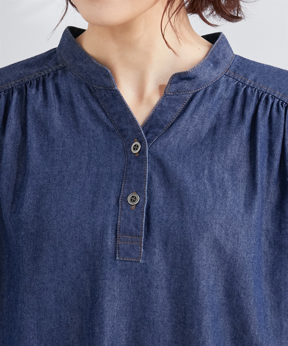 Petit Honfleur デニムスキッパーブラウス_sub_3