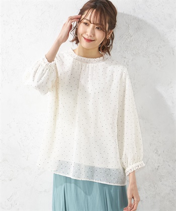 シフォンドットプリントブラウス Petit Honfleur｜クロスプラス