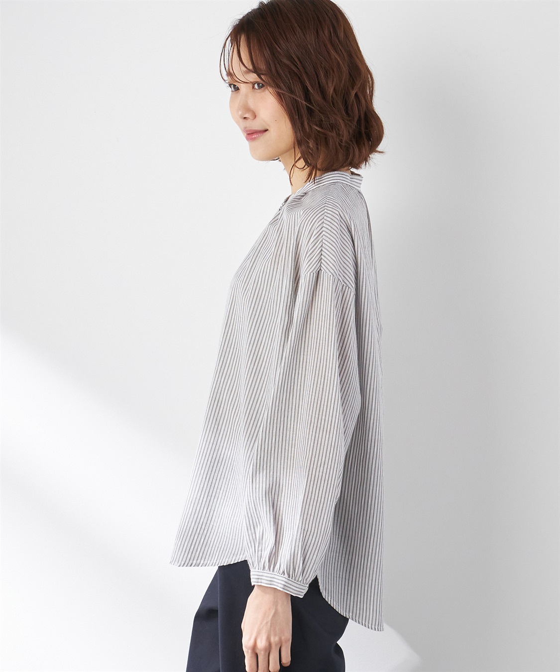 Petit Honfleur コットンジャガードストライプブラウス_sub_1