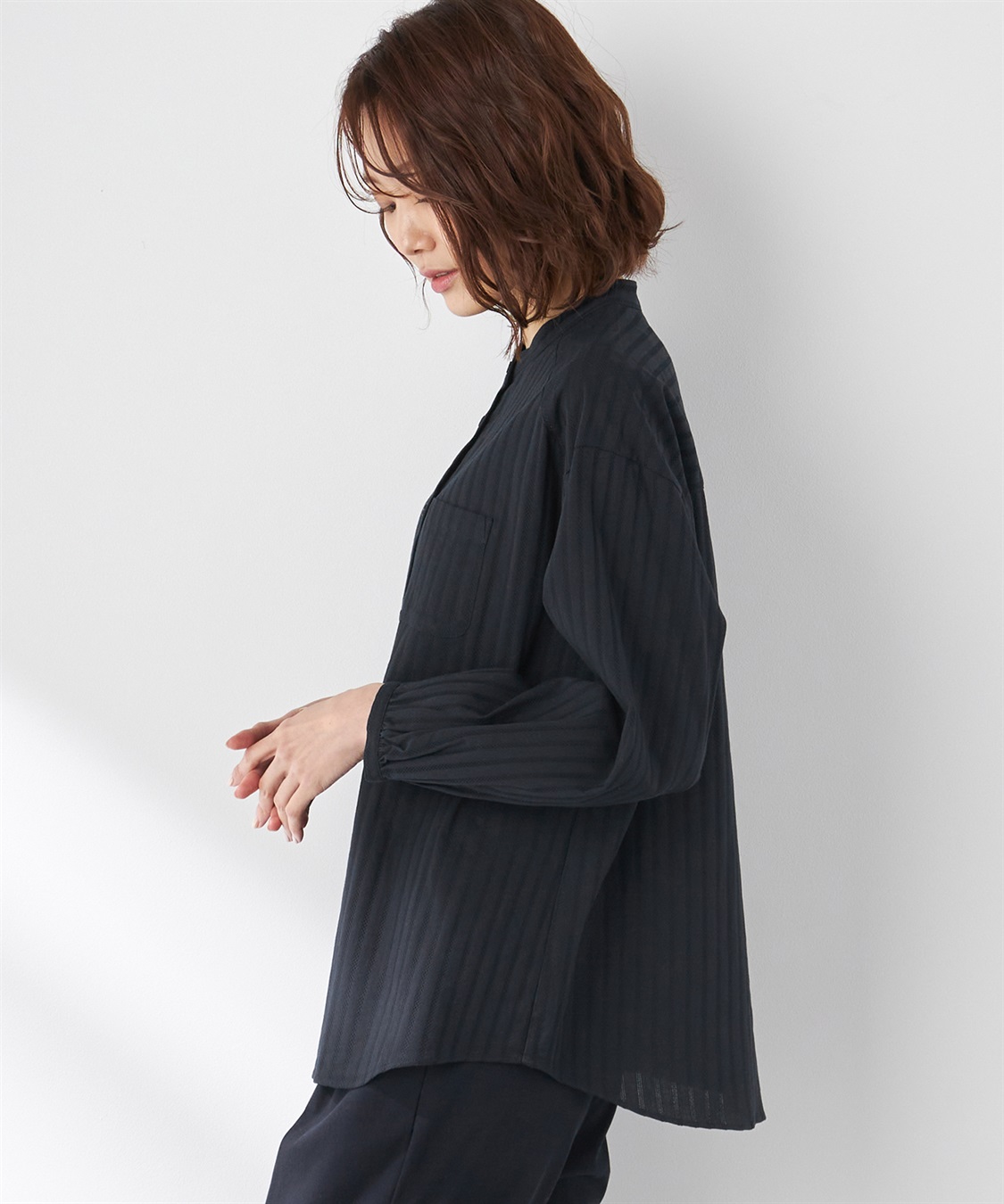 Petit Honfleur ドビーストライプブラウス_sub_1