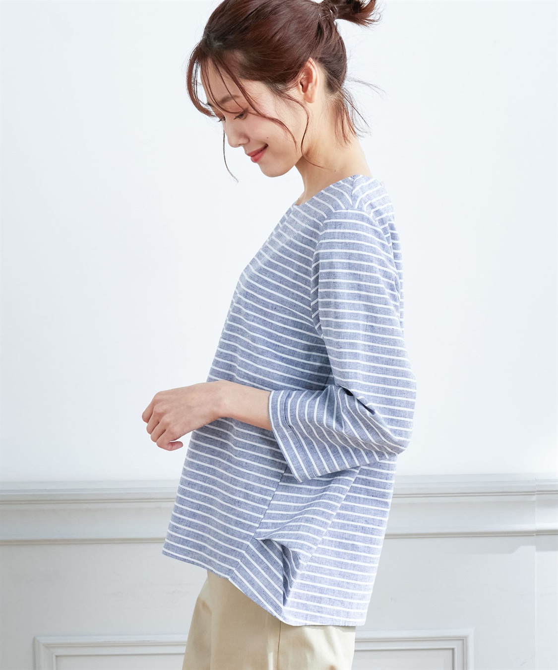 Petit Honfleur フレンチリネンボーダープルオーバー_sub_1