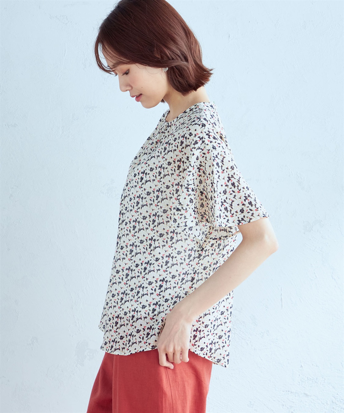 Petit Honfleur フレアスリーブプリントブラウス_sub_1