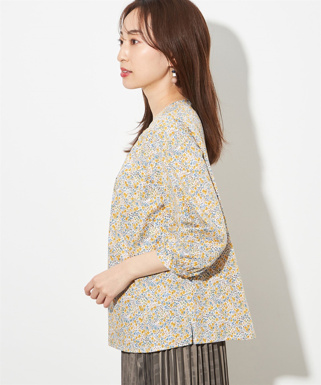 Petit Honfleur リバティプリント前ボタンブラウス_sub_2