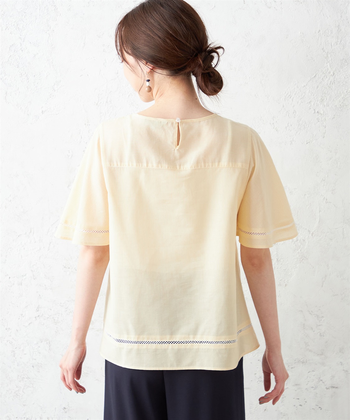 Petit Honfleur ストライプはしごレースブラウス_sub_2