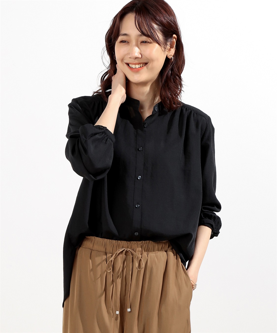 Petit Honfleur スパンボイルバンドカラーシャツ_sub_1