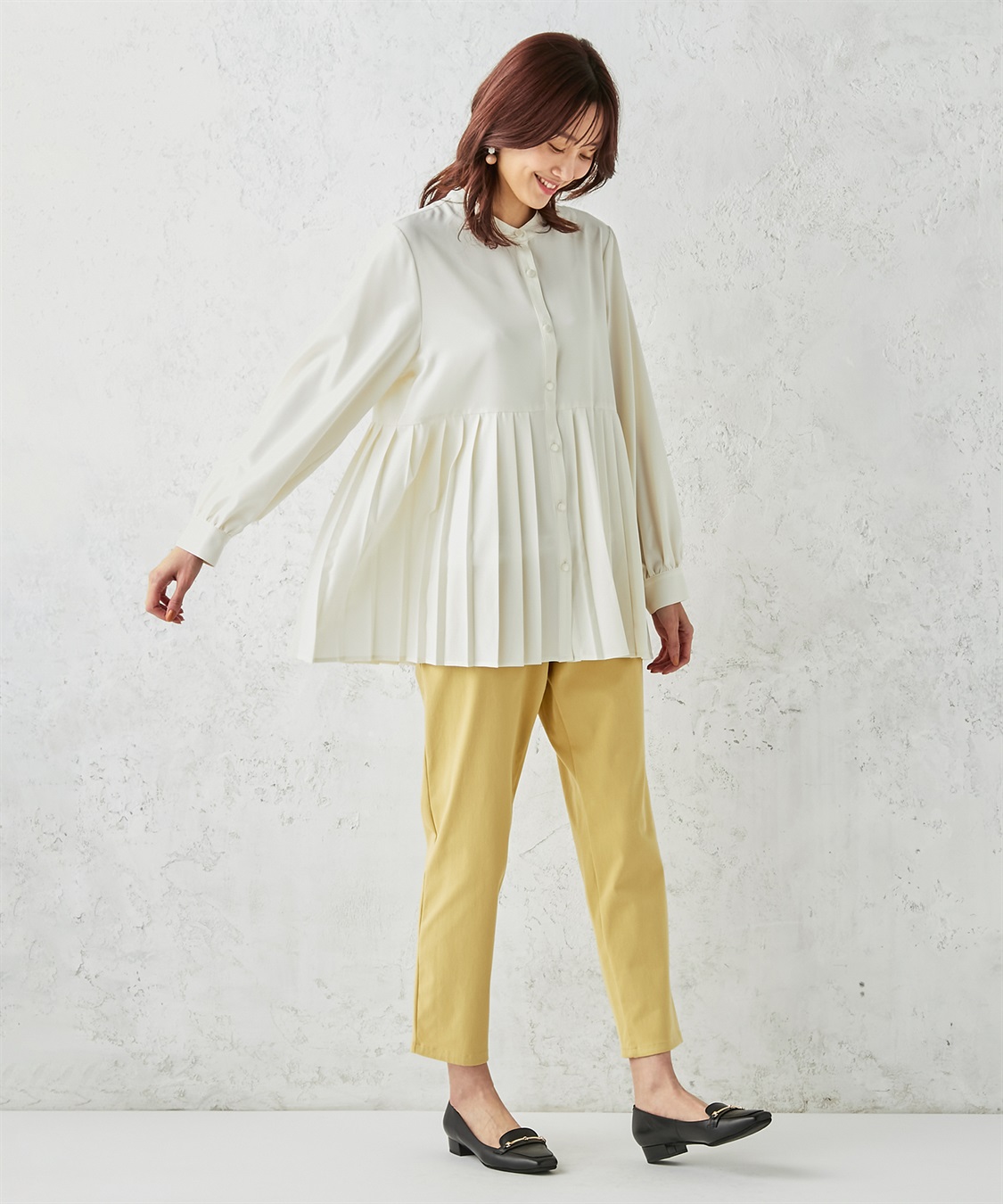 プリーツ切替ブラウス Petit Honfleur｜クロスプラス公式通販サイト