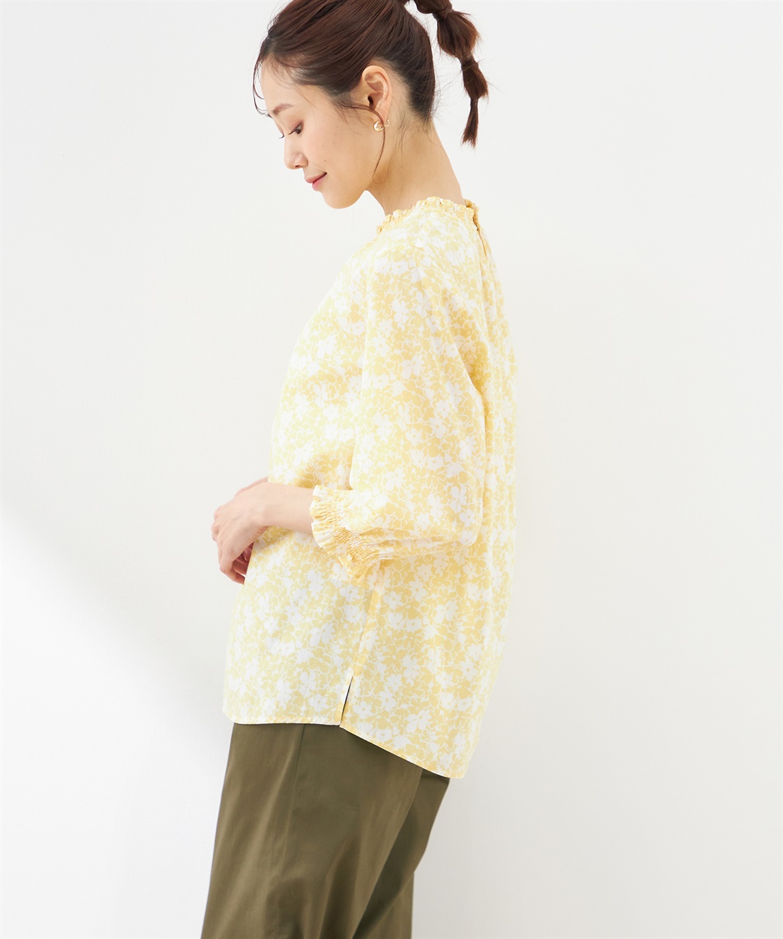 Petit Honfleur リバティプリントフリルスリーブブラウス_sub_2