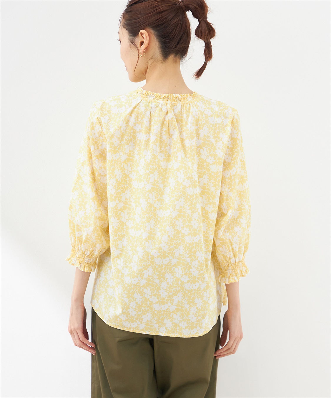Petit Honfleur リバティプリントフリルスリーブブラウス_sub_3