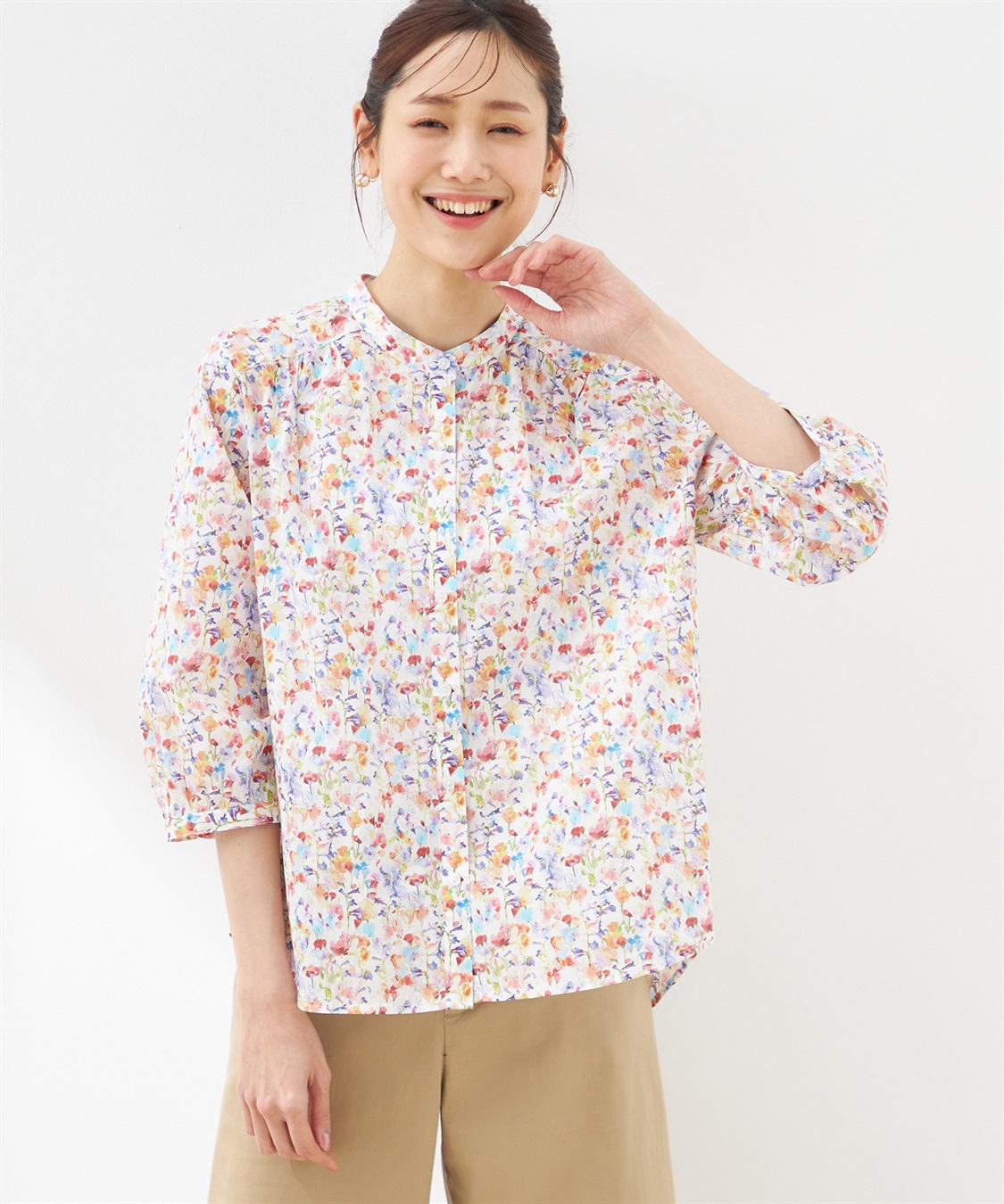 Petit Honfleur リバティプリントヨークギャザーブラウス_sub_1