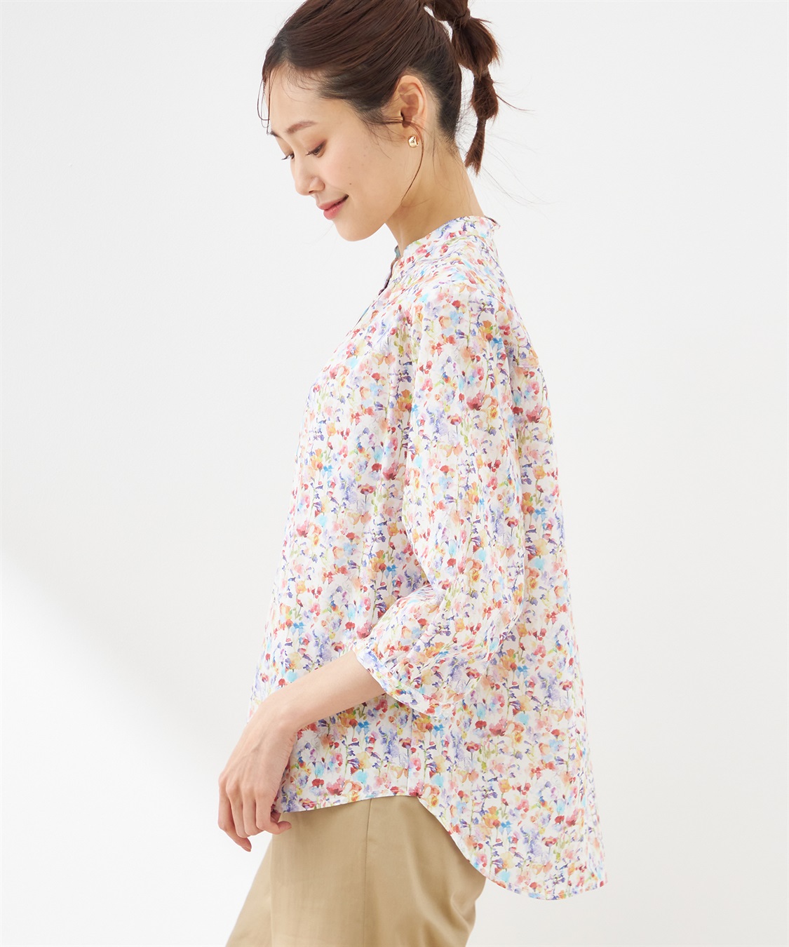 Petit Honfleur リバティプリントヨークギャザーブラウス_sub_2