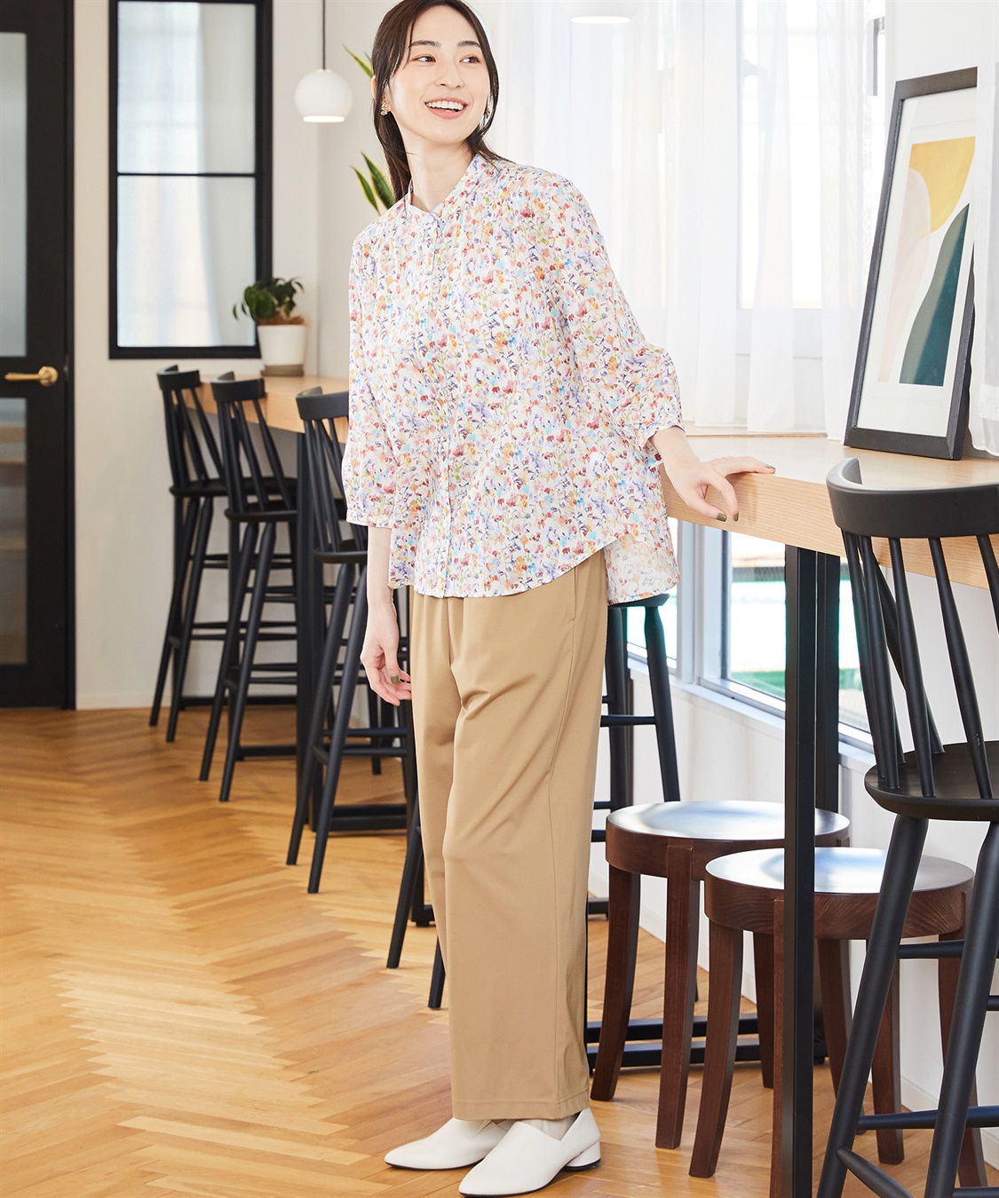 リバティプリントヨークギャザーブラウス Petit Honfleur｜クロス