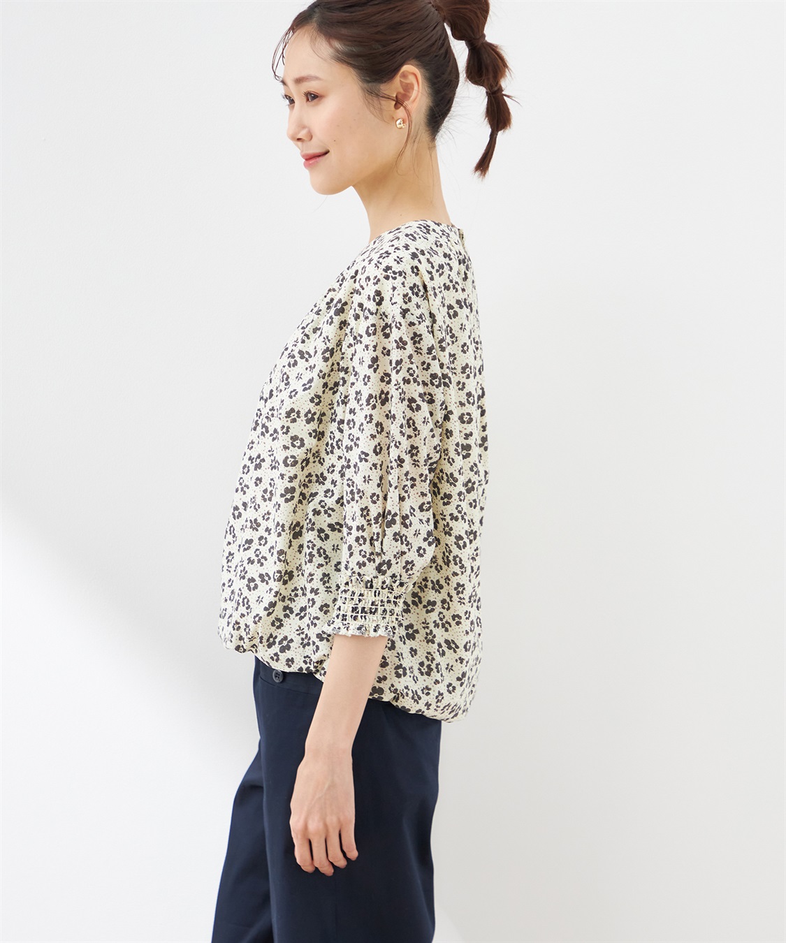 Petit Honfleur プリントバルーンブラウス_sub_1