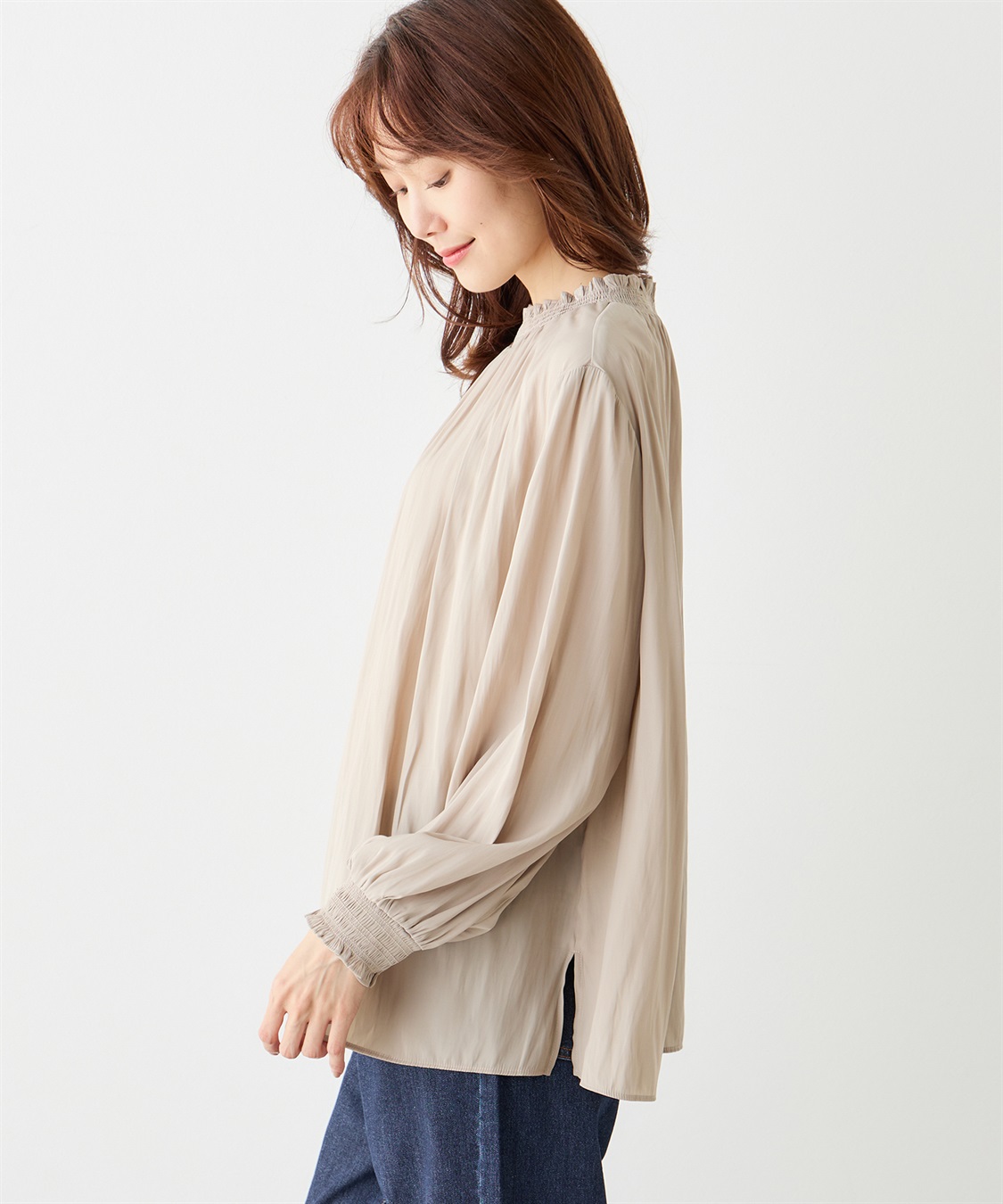 Petit Honfleur シャーリングブラウス_sub_1