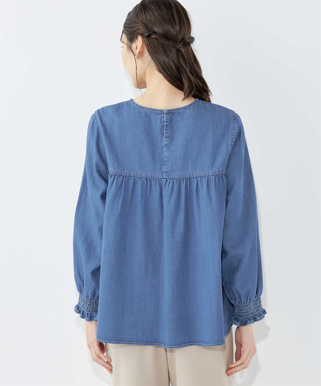 Petit Honfleur ティアードデニムブラウス_sub_3