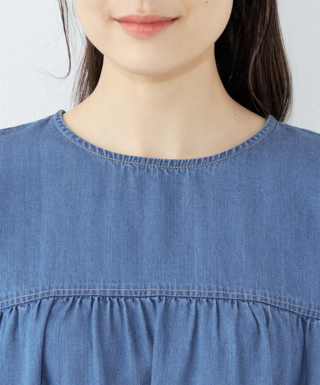 Petit Honfleur ティアードデニムブラウス_sub_4