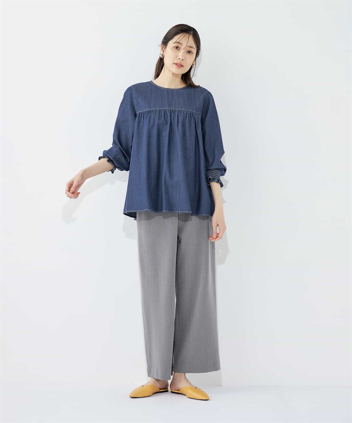 Petit Honfleur ティアードデニムブラウス_sub_18