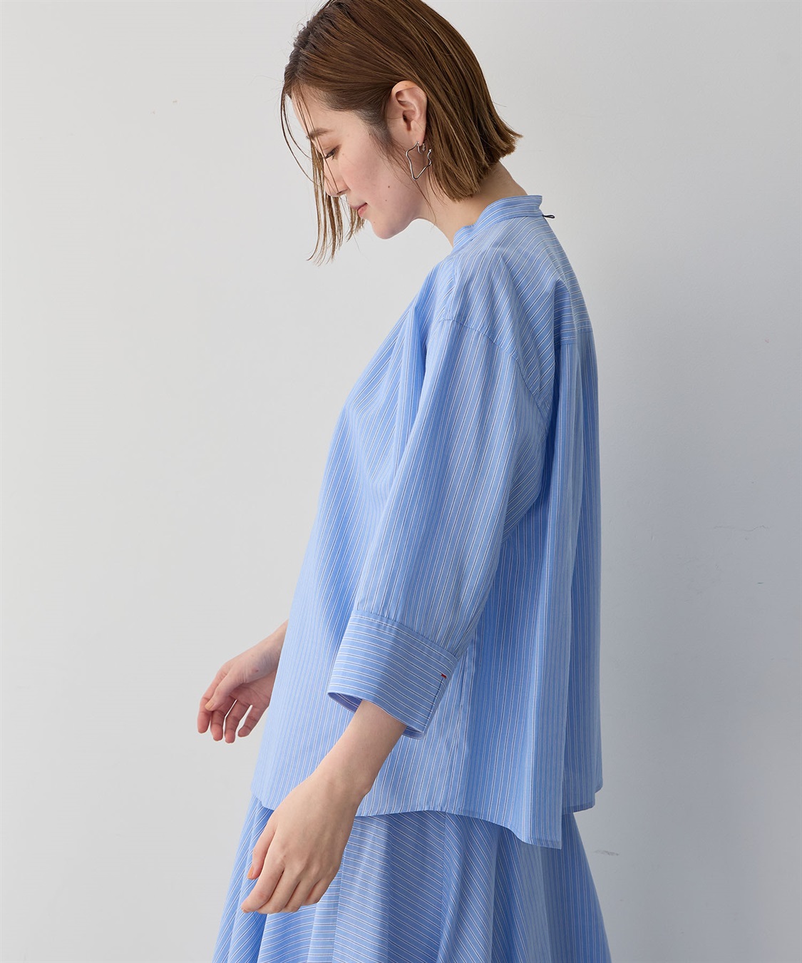 Petit Honfleur ストライプバンドカラーシャツ_sub_1