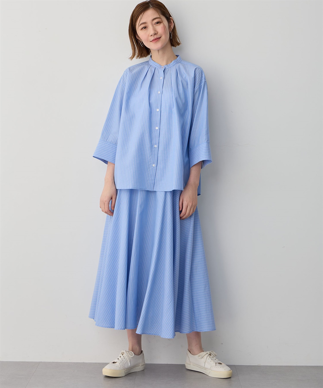 Petit Honfleur ストライプバンドカラーシャツ_sub_12