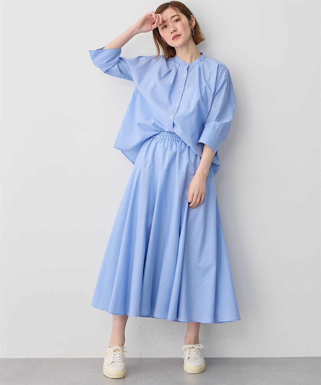 Petit Honfleur ストライプバンドカラーシャツ_sub_13