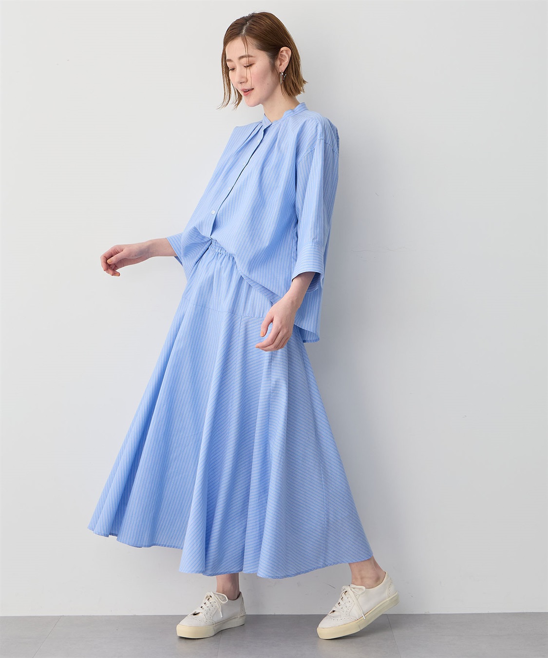 Petit Honfleur ストライプバンドカラーシャツ_sub_15