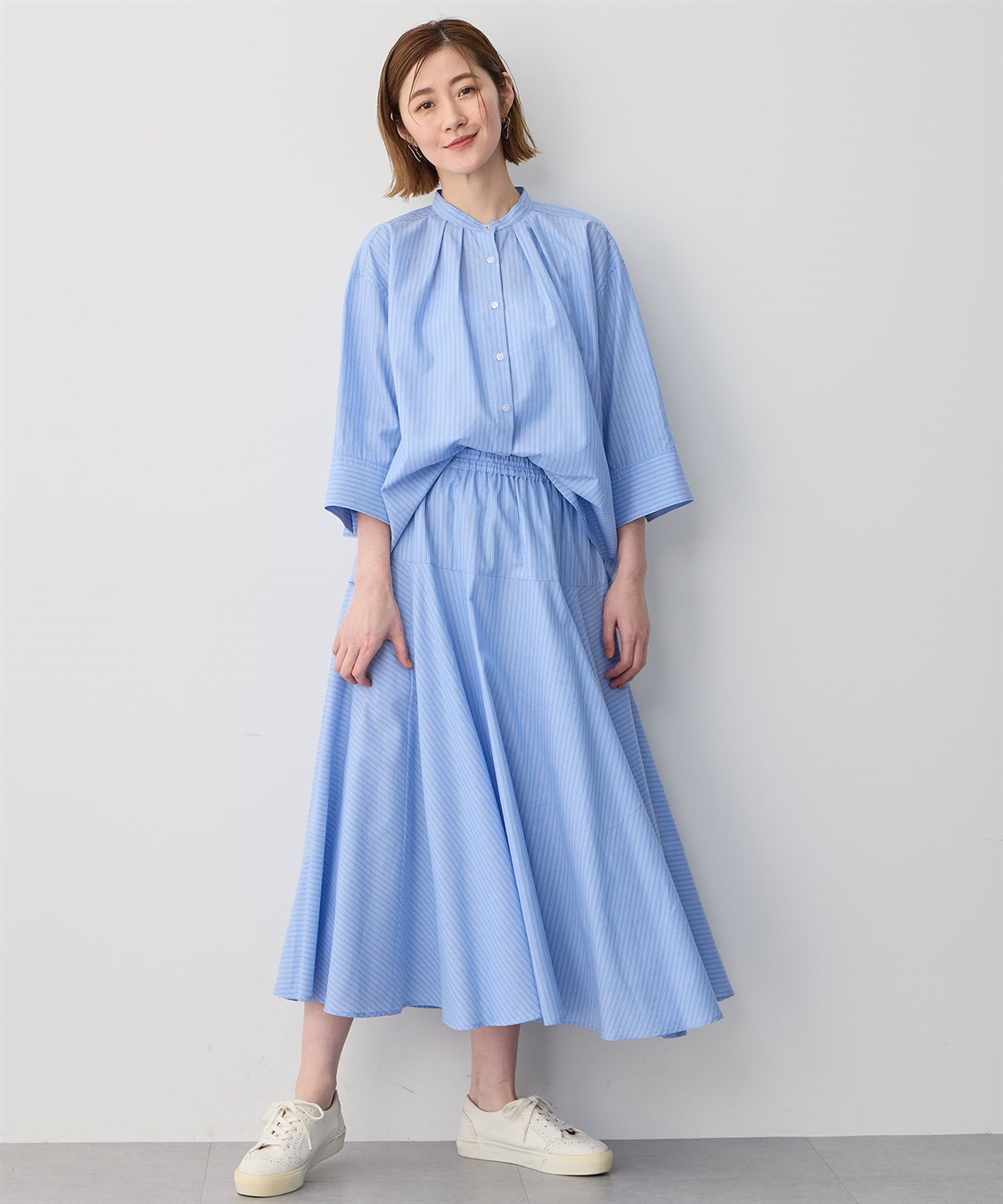 Petit Honfleur ストライプバンドカラーシャツ_sub_16