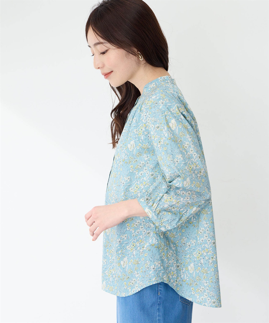 Petit Honfleur リバティプリントバンドカラーシャツ_sub_3