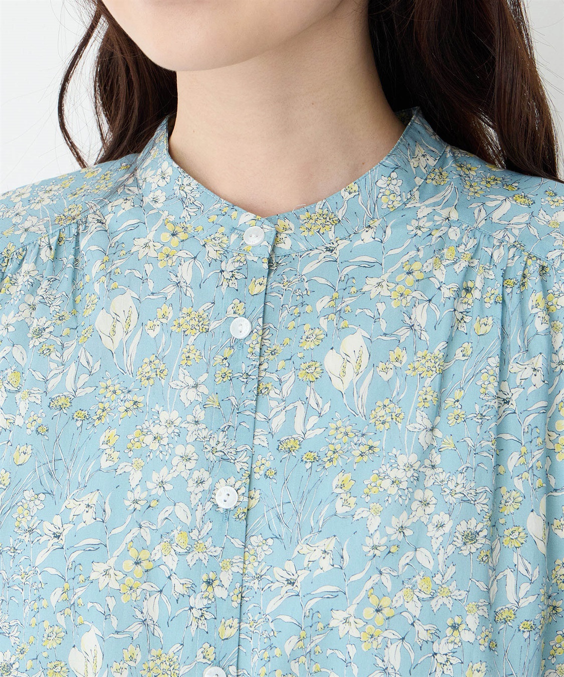 Petit Honfleur リバティプリントバンドカラーシャツ_sub_5