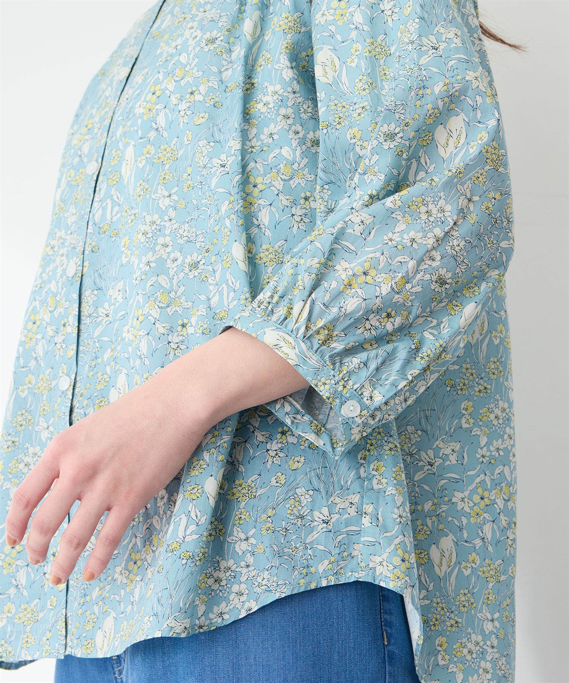 Petit Honfleur リバティプリントバンドカラーシャツ_sub_6