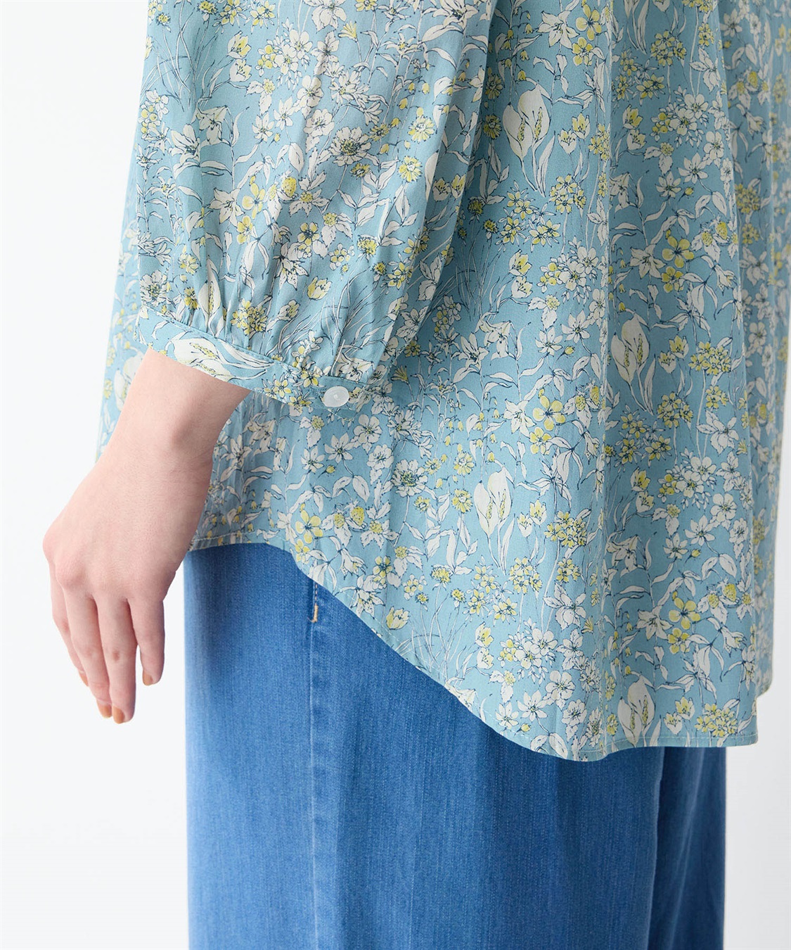 Petit Honfleur リバティプリントバンドカラーシャツ_sub_8