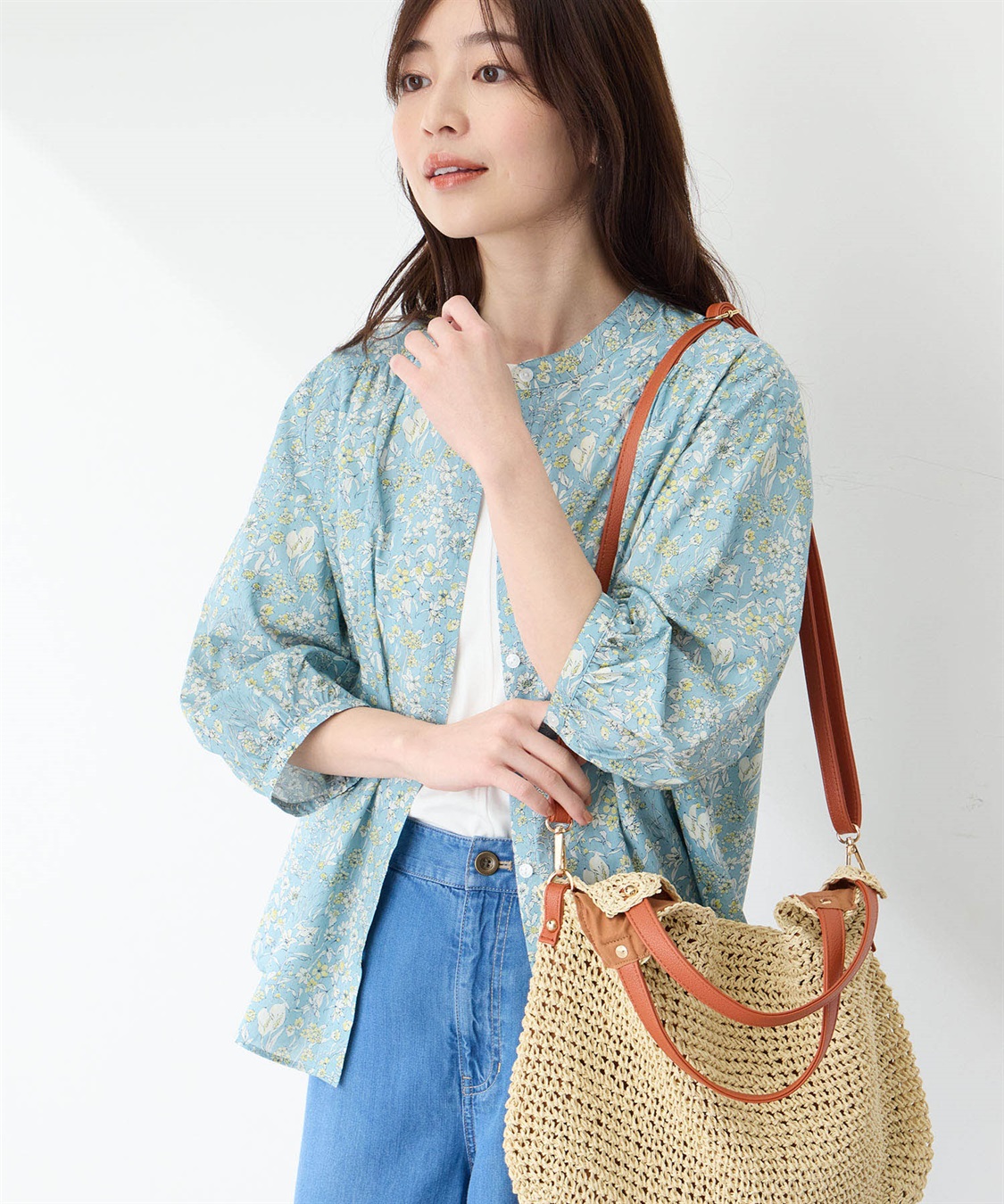 Petit Honfleur リバティプリントバンドカラーシャツ_sub_10