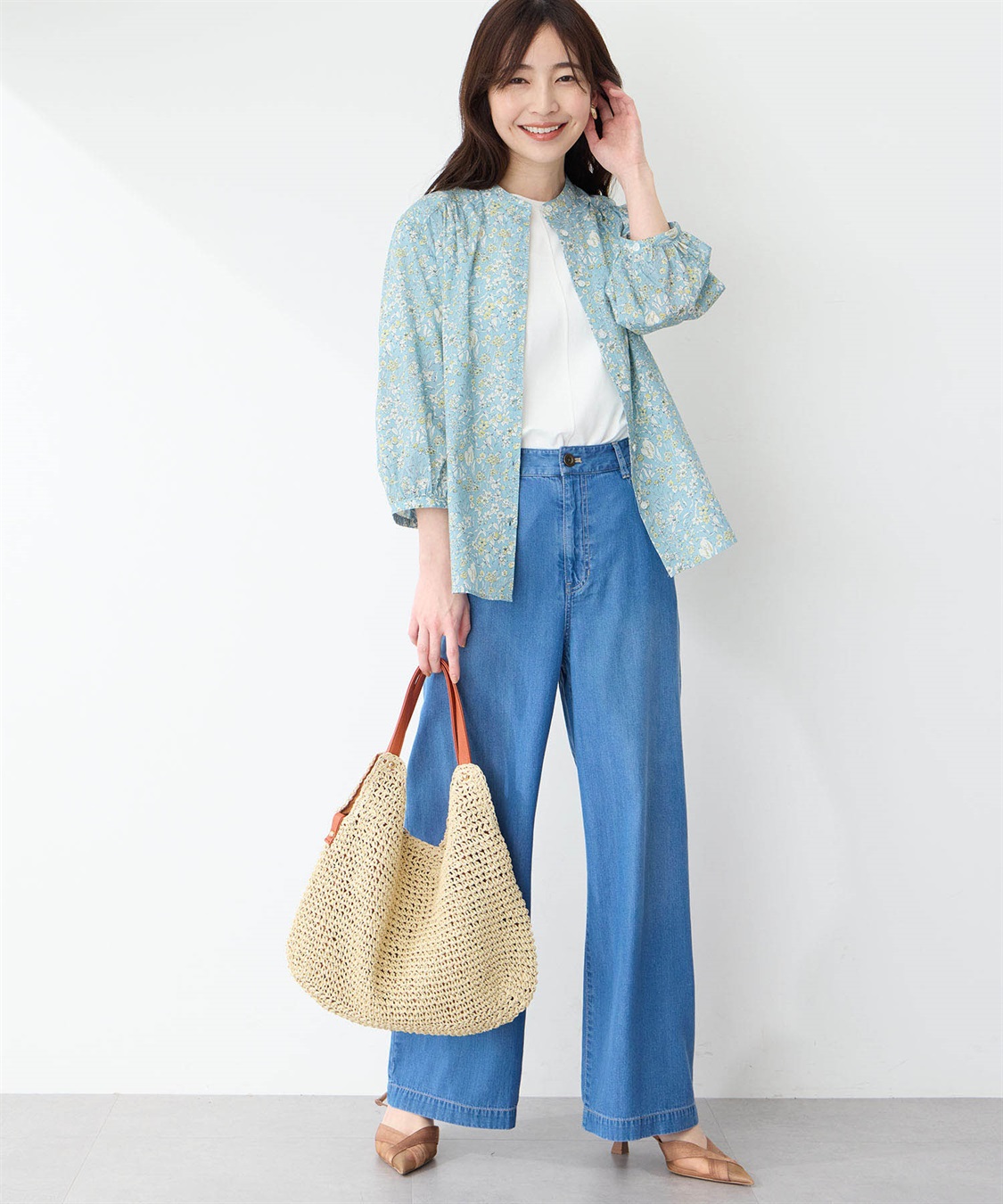 Petit Honfleur リバティプリントバンドカラーシャツ_sub_11