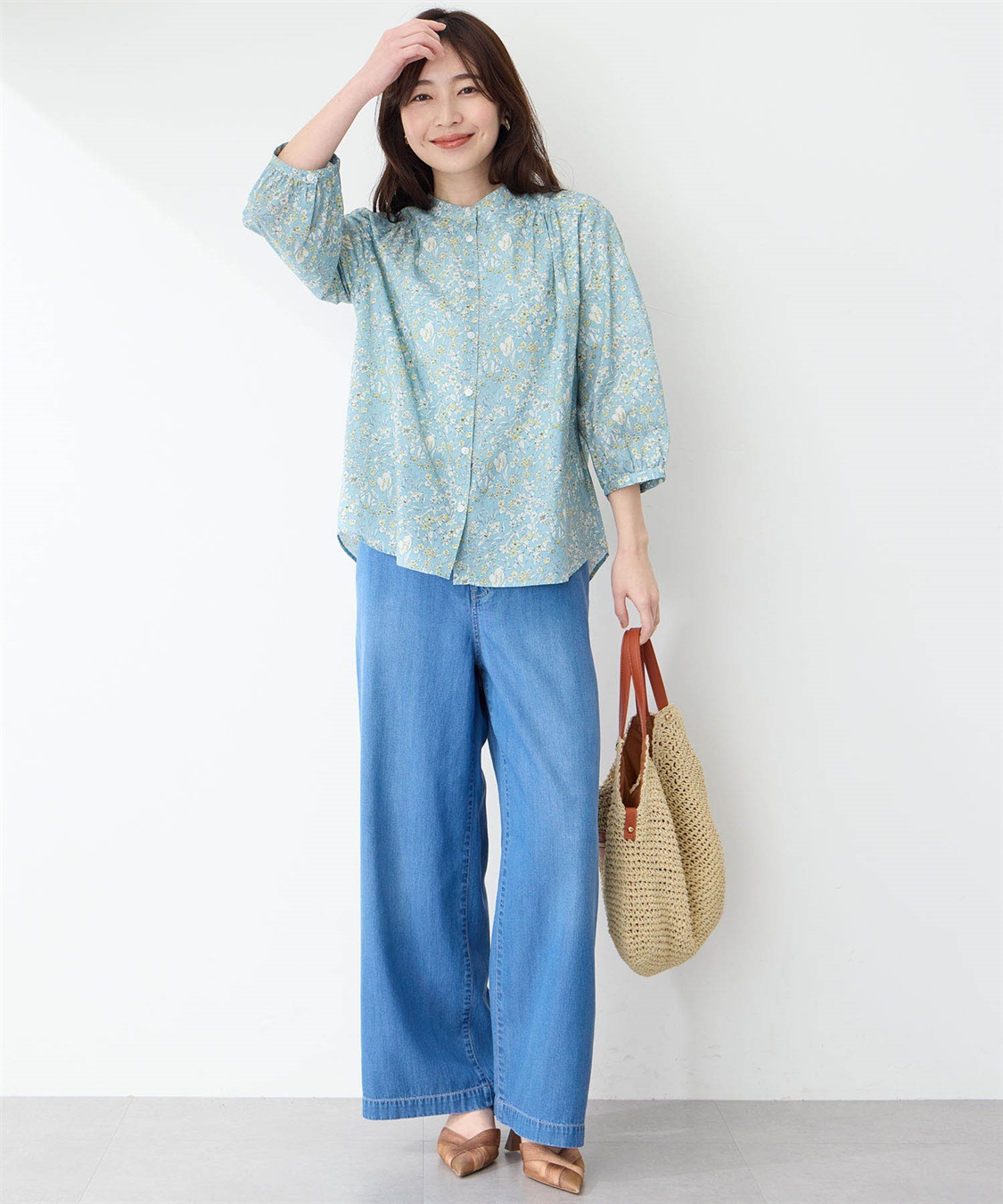 Petit Honfleur リバティプリントバンドカラーシャツ_sub_12