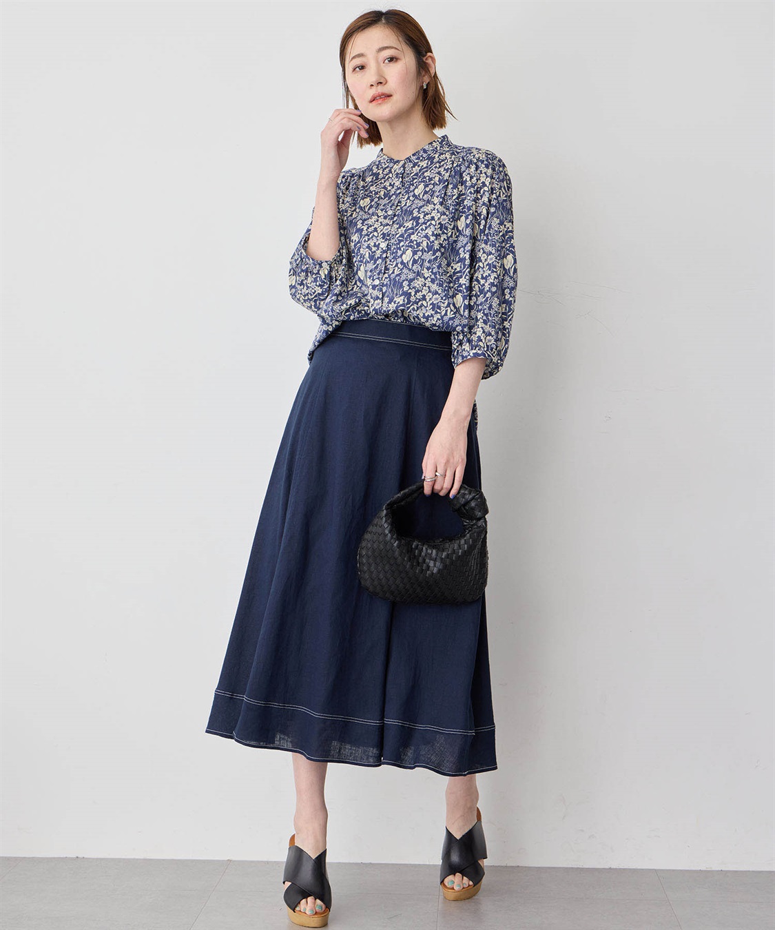 Petit Honfleur リバティプリントバンドカラーシャツ_sub_13