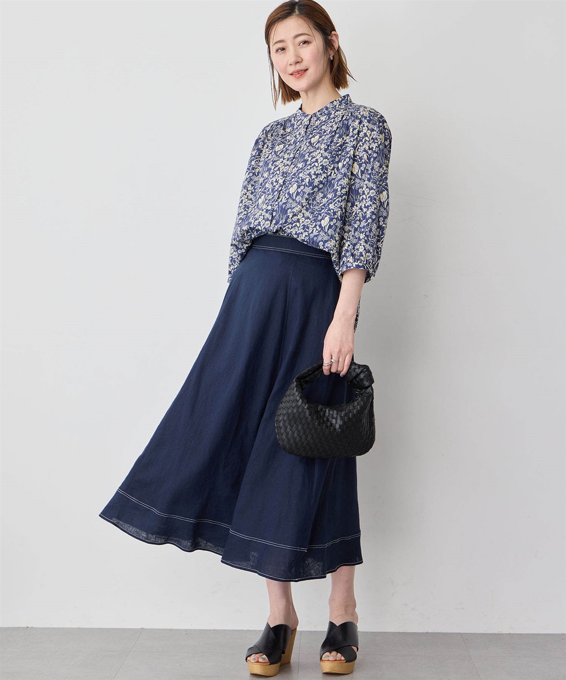 Petit Honfleur リバティプリントバンドカラーシャツ_sub_14