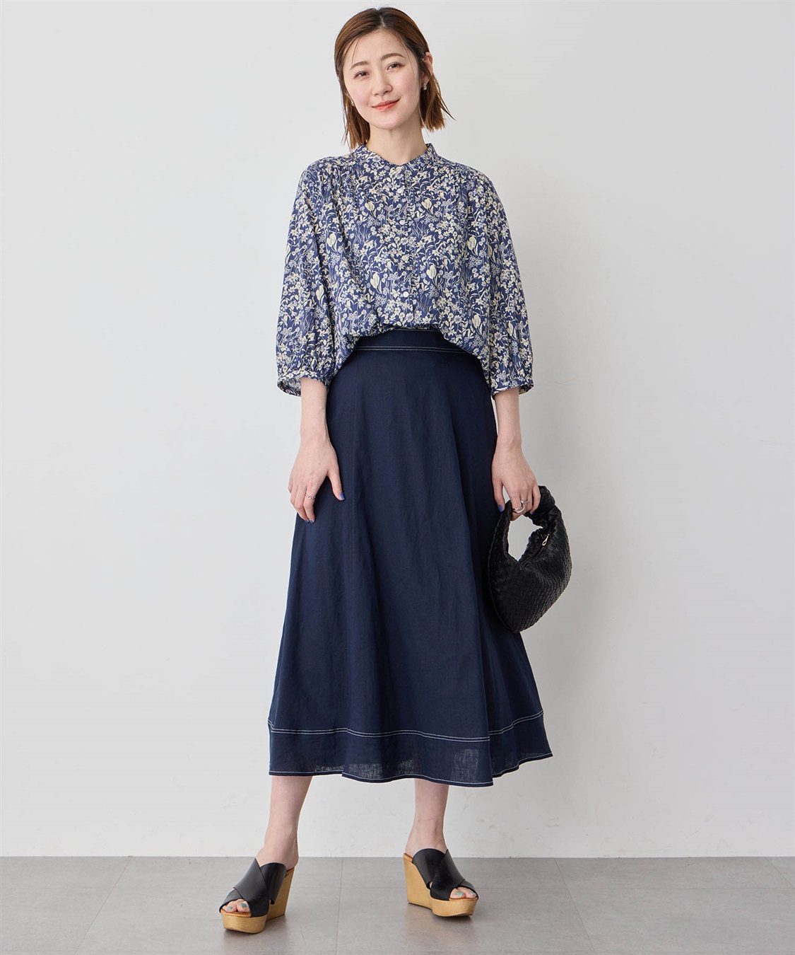 Petit Honfleur リバティプリントバンドカラーシャツ_sub_15