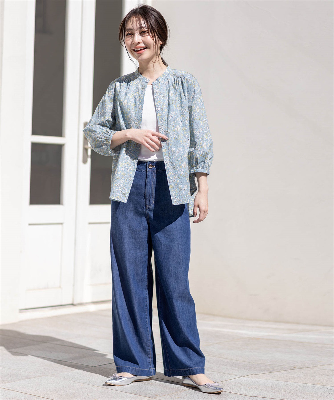 Petit Honfleur リバティプリントバンドカラーシャツ_sub_18