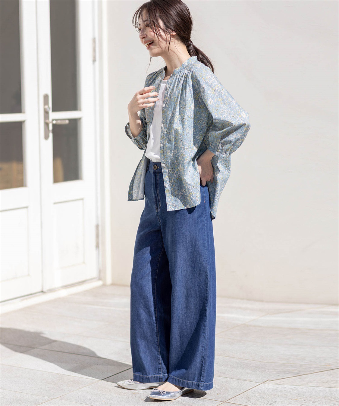 Petit Honfleur リバティプリントバンドカラーシャツ_sub_19