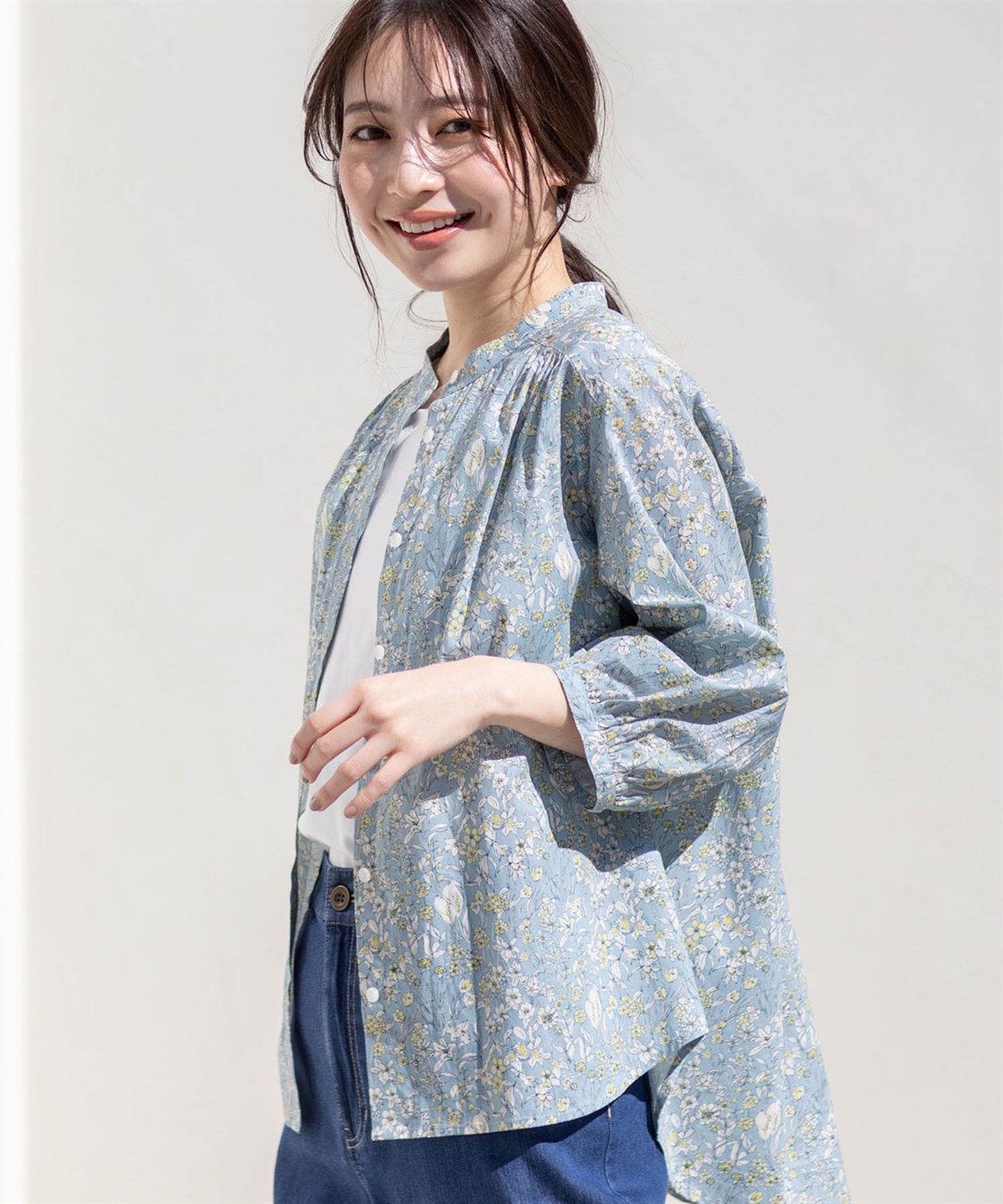 Petit Honfleur リバティプリントバンドカラーシャツ_sub_20