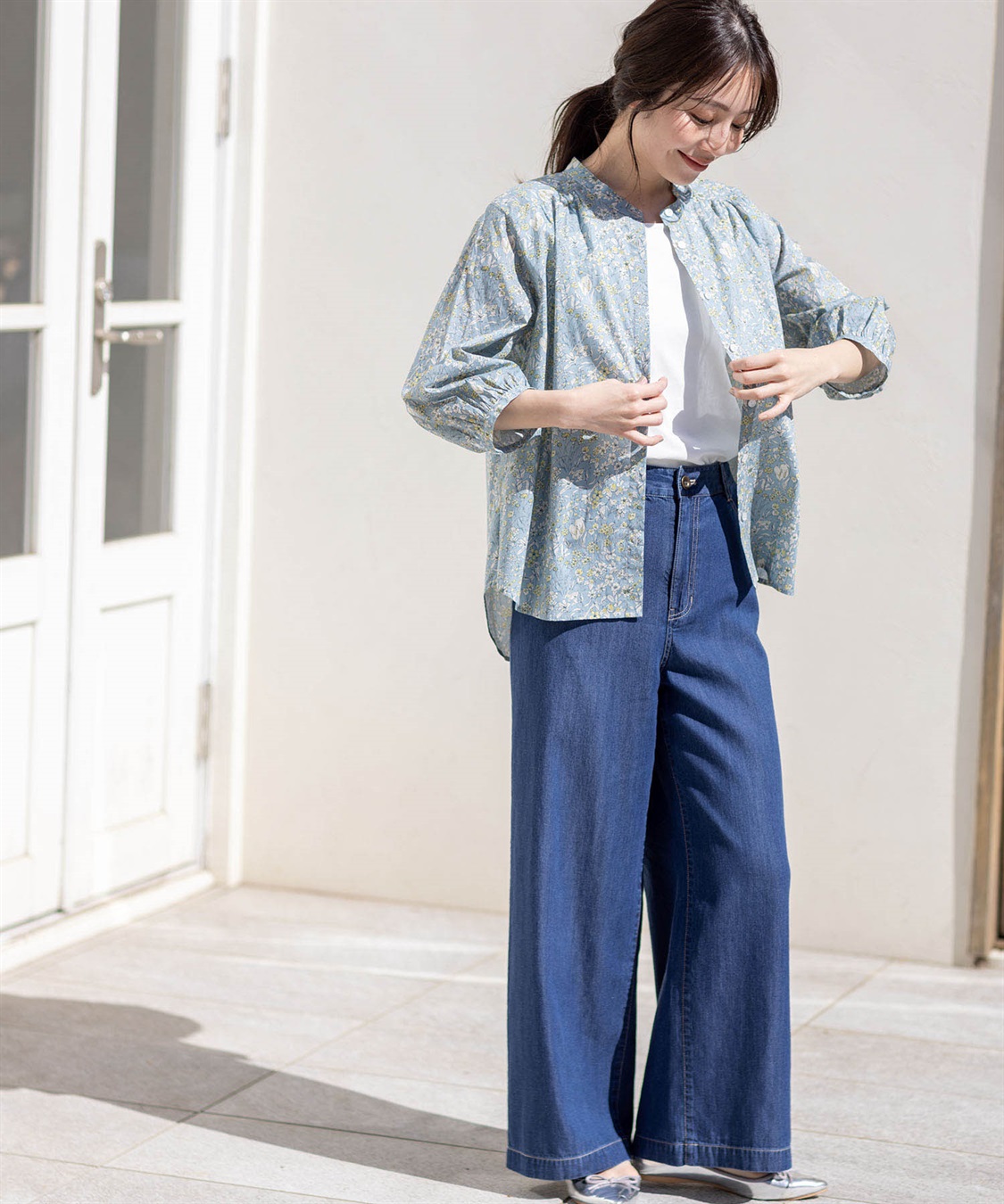 Petit Honfleur リバティプリントバンドカラーシャツ_sub_21