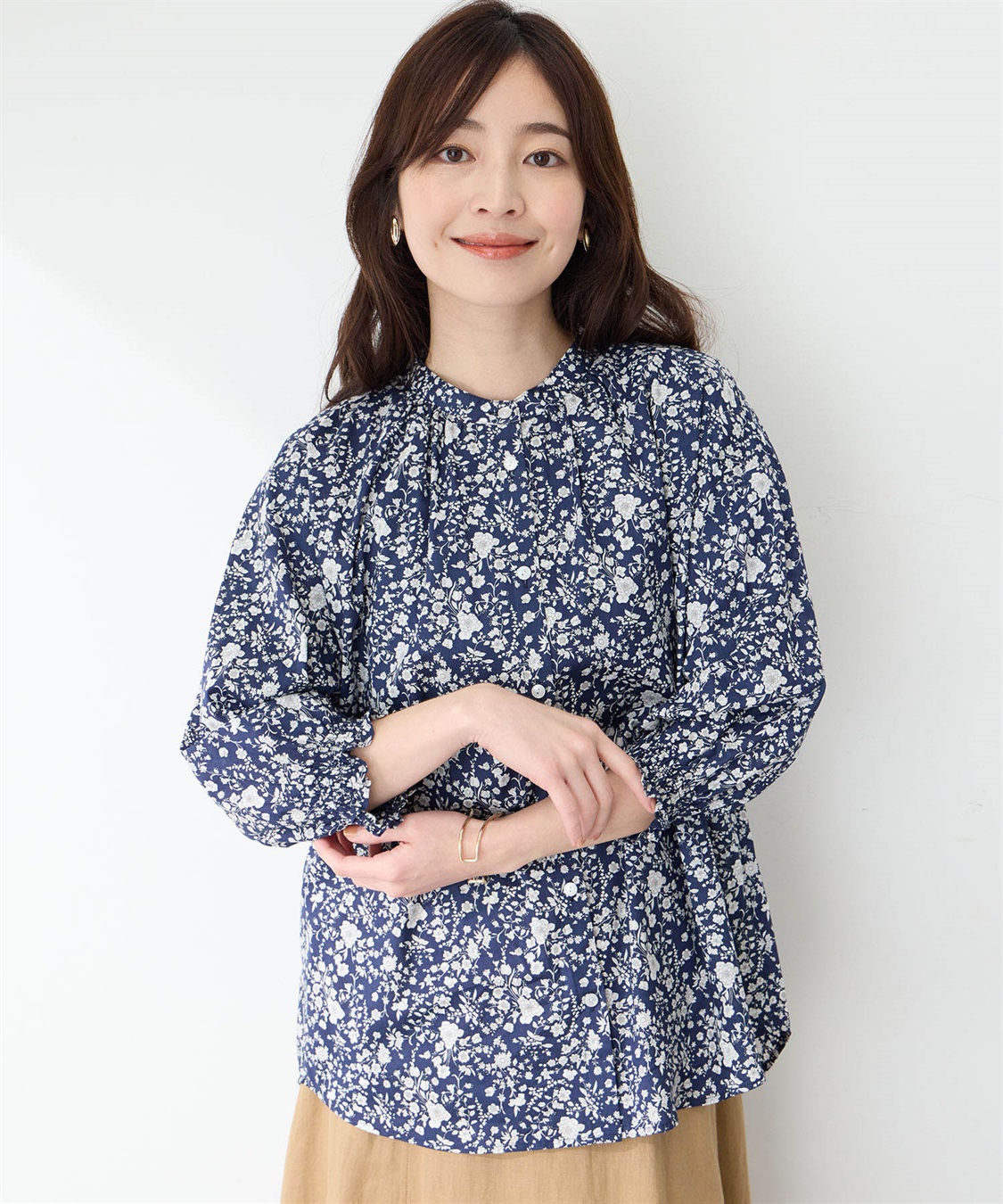 Petit Honfleur リバティプリントギャザーブラウス_sub_1