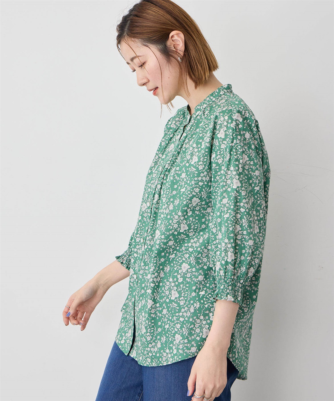 Petit Honfleur リバティプリントギャザーブラウス_sub_3