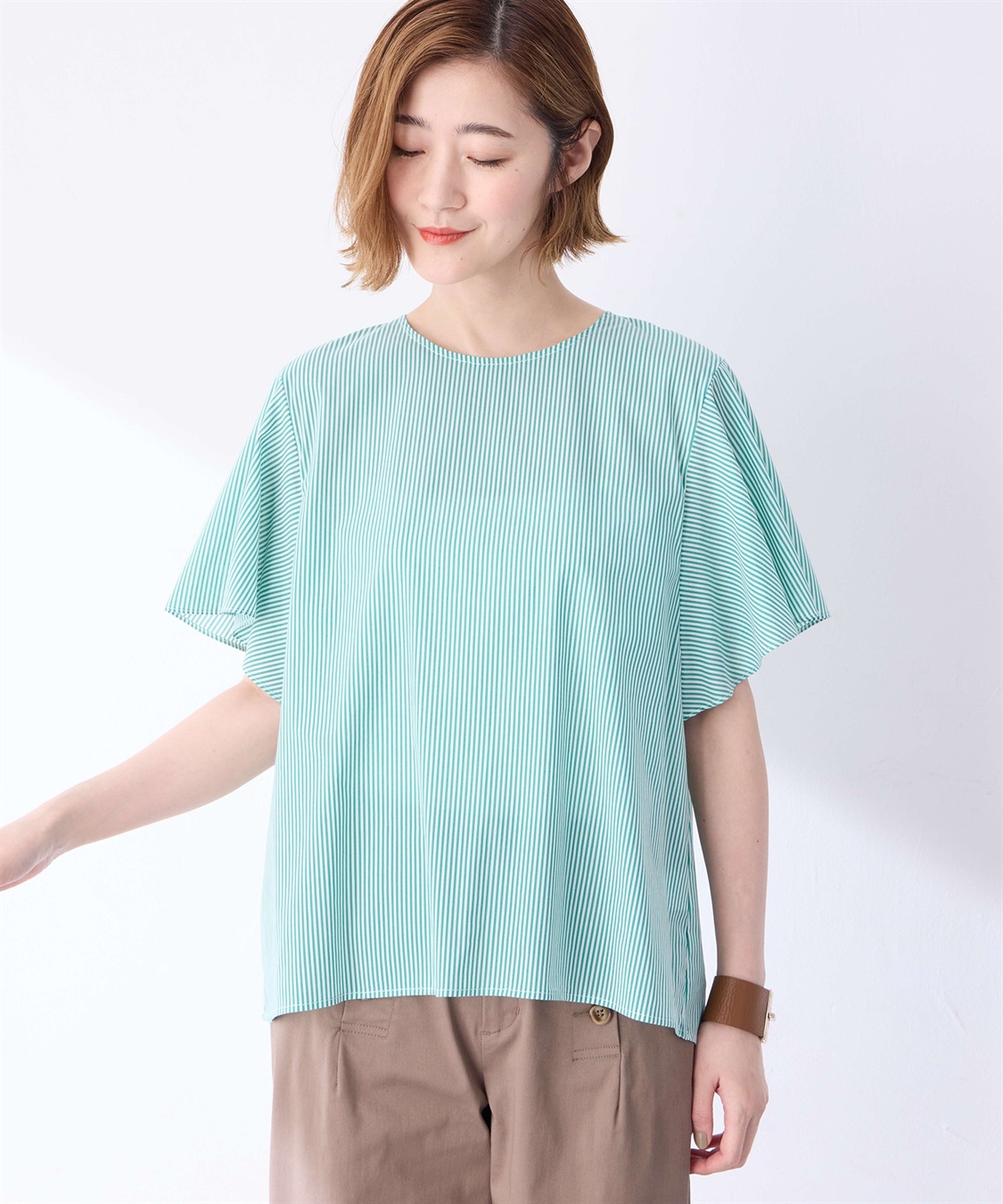 Petit Honfleur ストライプフレアスリーブブラウス_sub_2