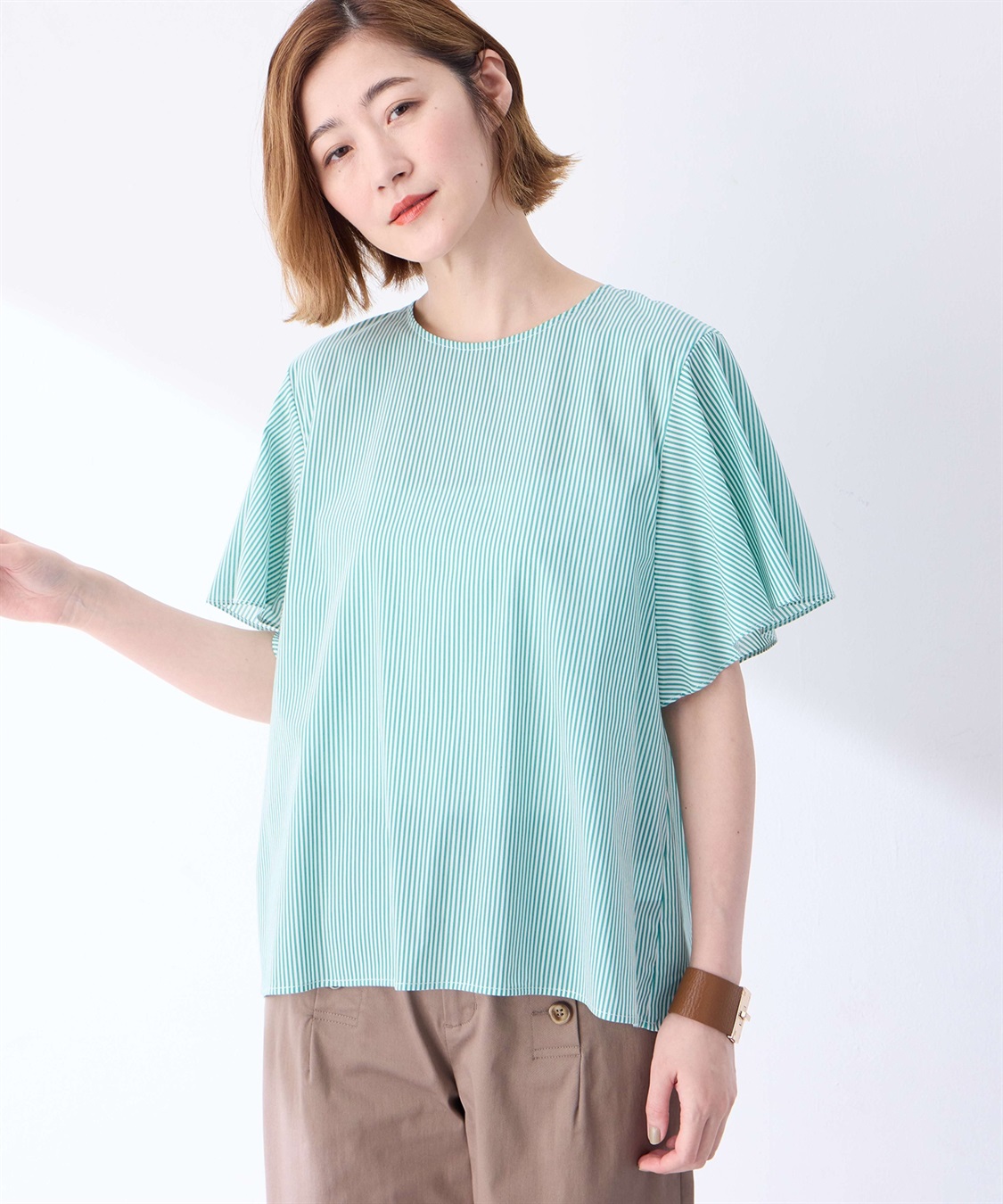 Petit Honfleur ストライプフレアスリーブブラウス_sub_3