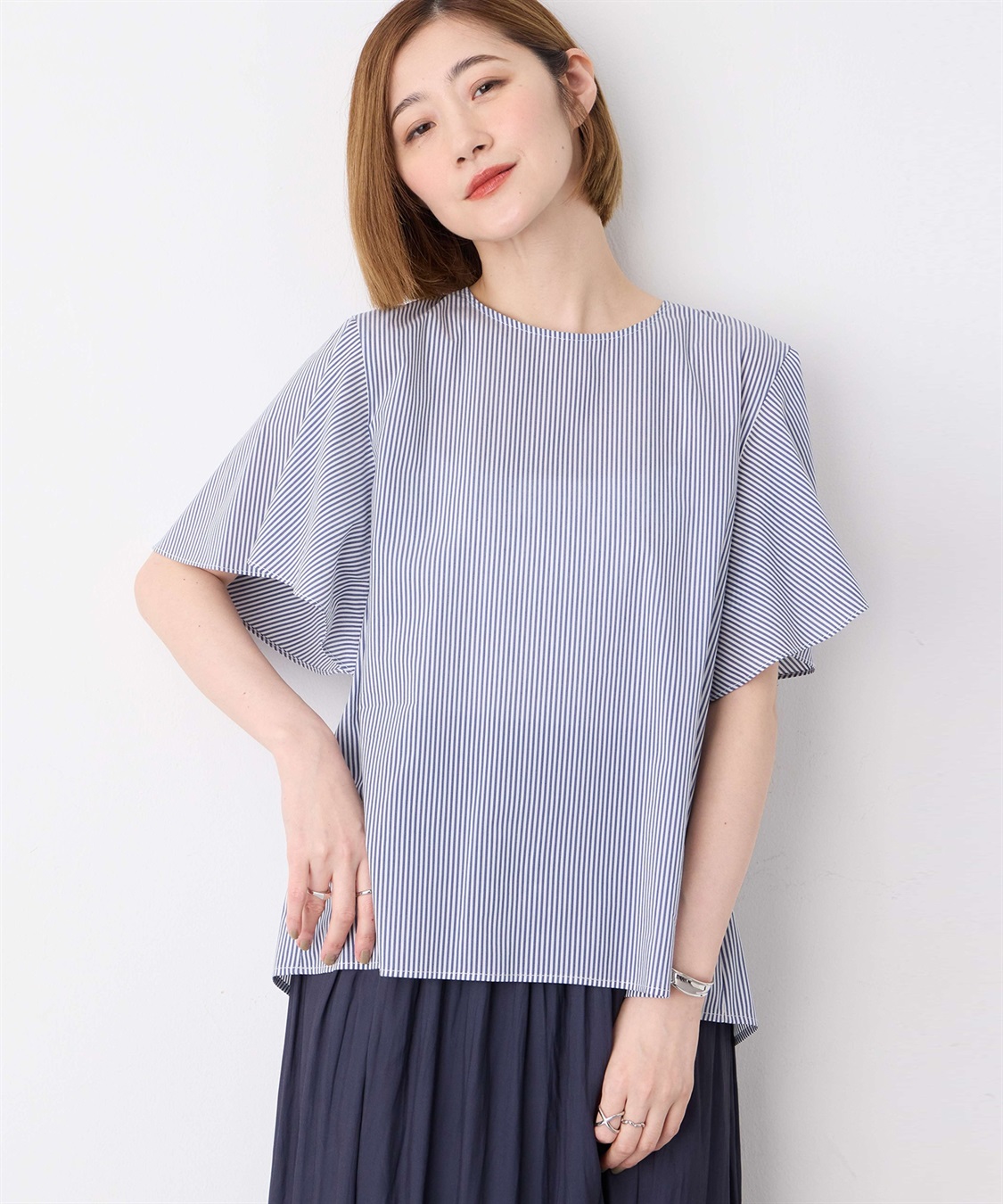 Petit Honfleur ストライプフレアスリーブブラウス_sub_5