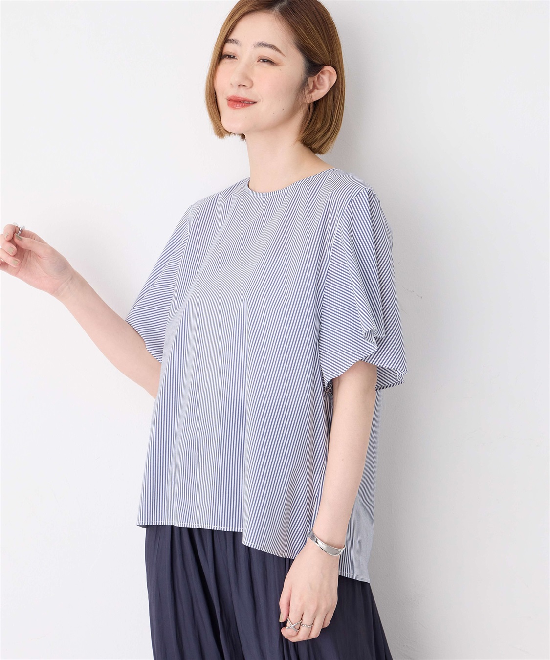 Petit Honfleur ストライプフレアスリーブブラウス_sub_6