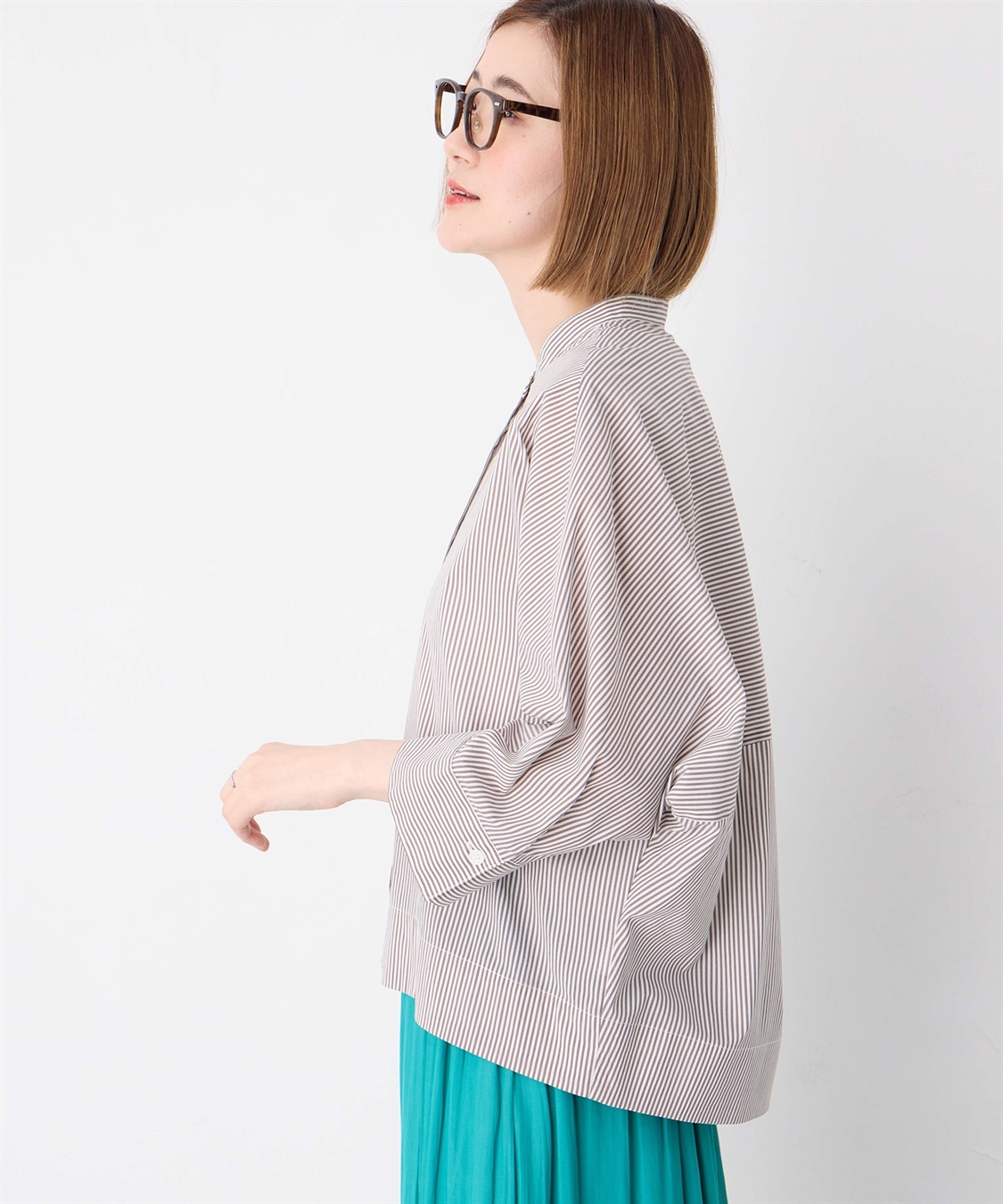 Petit Honfleur ストライプドルマンスリーブシャツ_sub_3