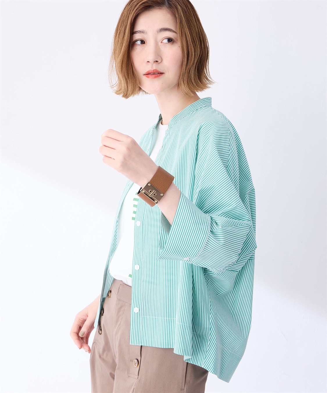 Petit Honfleur ストライプドルマンスリーブシャツ_sub_5