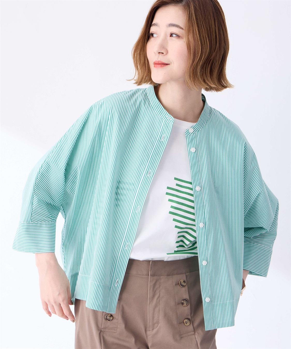 Petit Honfleur ストライプドルマンスリーブシャツ_sub_6