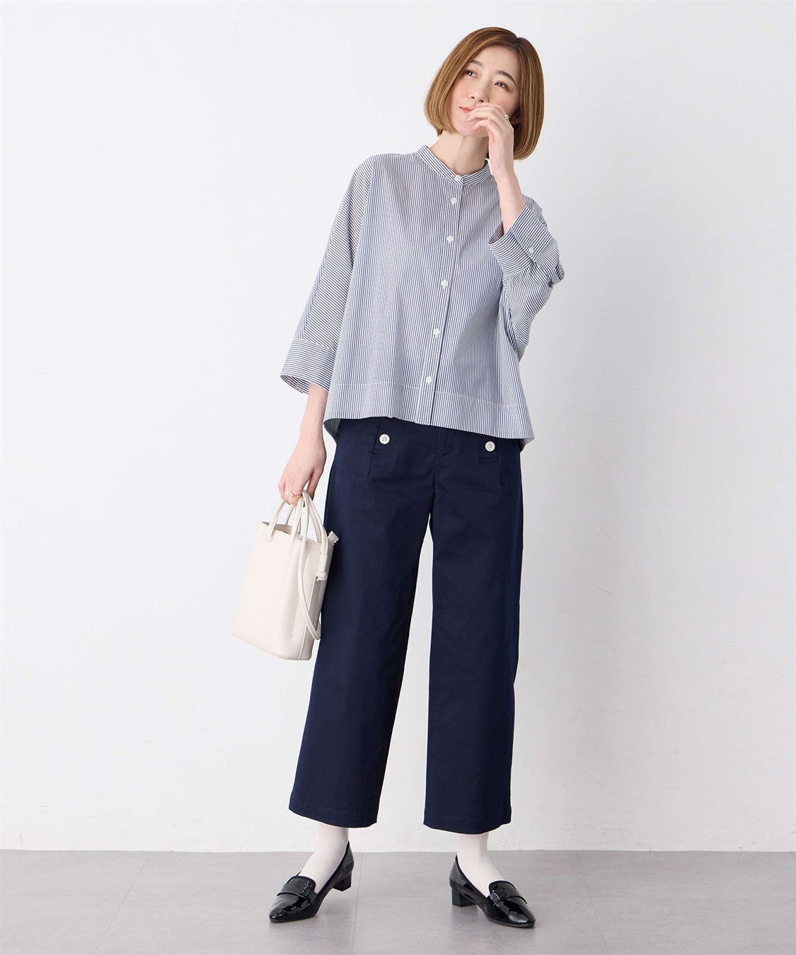 Petit Honfleur ストライプドルマンスリーブシャツ_sub_8