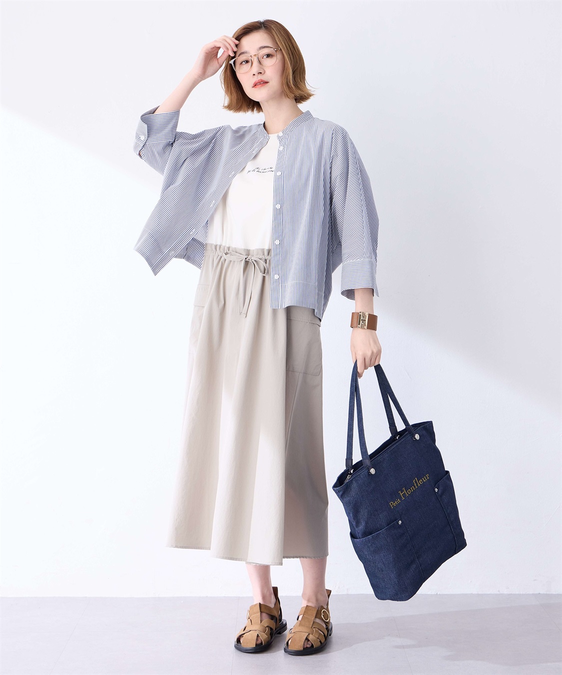 Petit Honfleur ストライプドルマンスリーブシャツ_sub_9